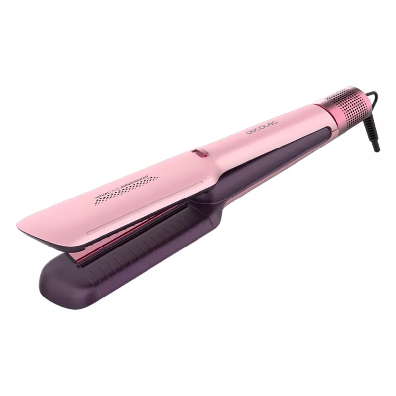Cecotec Air Lisse Cotton Candy plancha de aire caliente 1000W cerámica con keratina y aceite de argán, 3 niveles de temperatura, tecnología de iones anti-frizz, cable 360°, apagado automático, rosa/blanco