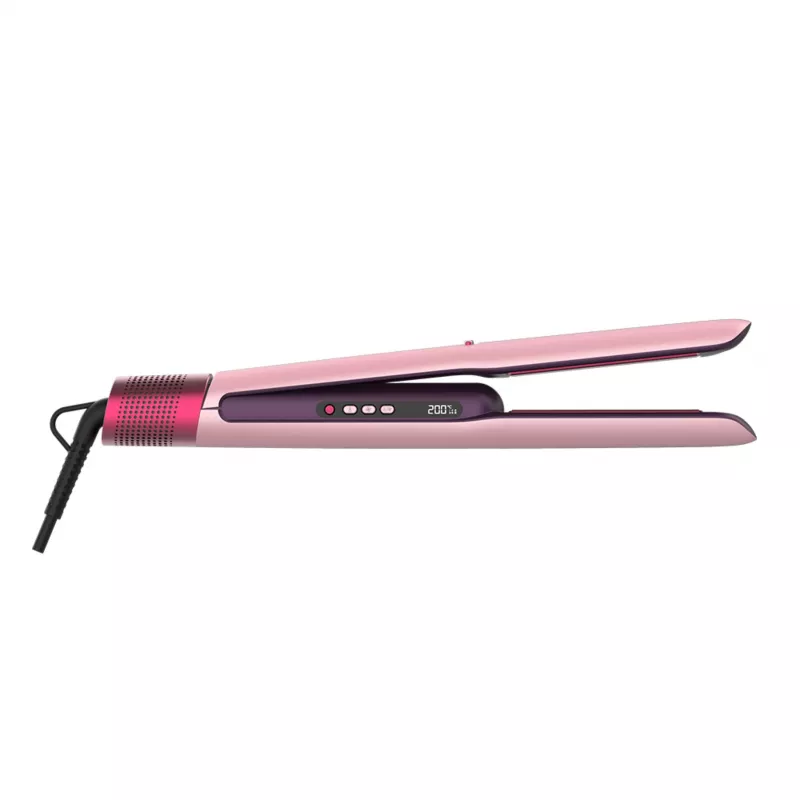 Cecotec Air Lisse Cotton Candy plancha de aire caliente 1000W cerámica con keratina y aceite de argán, 3 niveles de temperatura, tecnología de iones anti-frizz, cable 360°, apagado automático, rosa/blanco