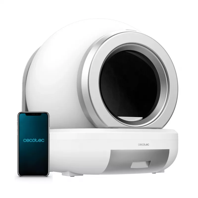 Cecotec Pumba 7000 CleanKitty Compact pala autolimpiante para arenero de gatos conectada, Wi-Fi, contenedor de residuos 10L, capacidad de arena 6L, rotación automática, sensores de seguridad, app para smartphone