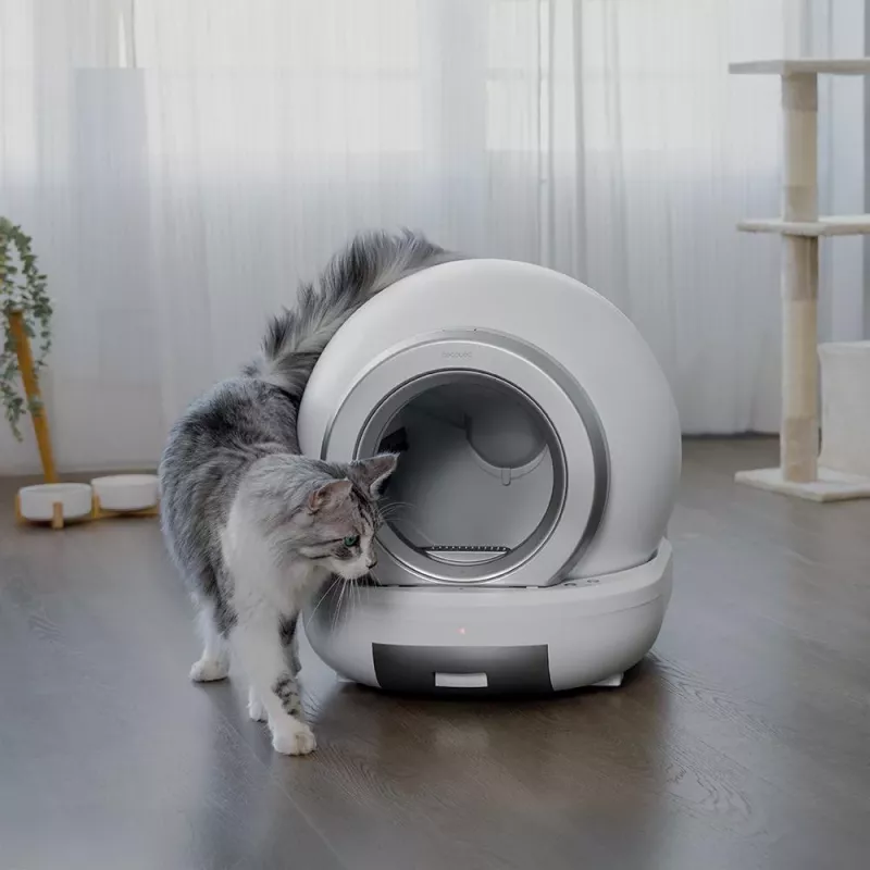 Cecotec Pumba 7000 CleanKitty Compact pala autolimpiante para arenero de gatos conectada, Wi-Fi, contenedor de residuos 10L, capacidad de arena 6L, rotación automática, sensores de seguridad, app para smartphone