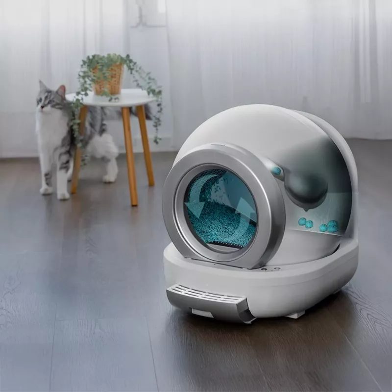 Cecotec Pumba 7000 CleanKitty Compact pala autolimpiante para arenero de gatos conectada, Wi-Fi, contenedor de residuos 10L, capacidad de arena 6L, rotación automática, sensores de seguridad, app para smartphone