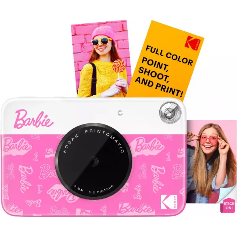 Cámara digital instantánea KODAK Printomatic Barbie Edition 5MP + 5 hojas de papel fotográfico ZINK rosa