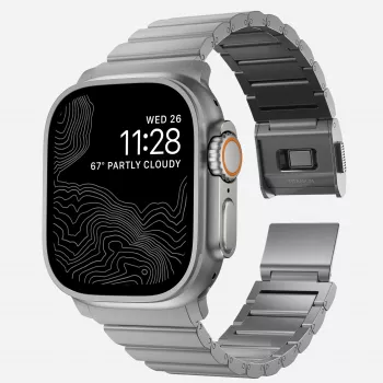 NOMAD Titanium Band V3 - Pulsera de metal Natural Titanium Brushed para Apple Watch 46mm/49mm