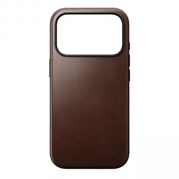 NOMAD Modern Leather Case para iPhone 17 Pro - piel Horween Rustic Brown con MagSafe