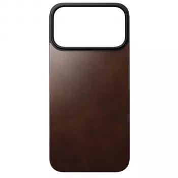 Nomad Modern Leather Back Case para Apple iPhone 17 Pro Max, compatible con MagSafe, piel Horween flor entera, Rustic Brown