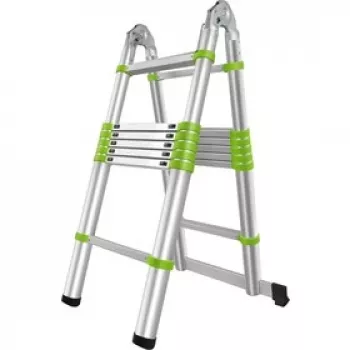 FIELDMANN FZZ 4006 Escalera telescópica - 3,8 m, 13 peldaños, capacidad de carga 150 kg, aleación de aluminio
