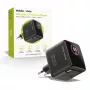 Mobile Origin Cargador GaN 65W PW3 USB-C con cable retráctil 65cm + USB-A Negro