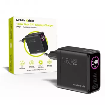Mobile Origin Cargador GaN 140W PW21 2x USB-C + 2x USB-A