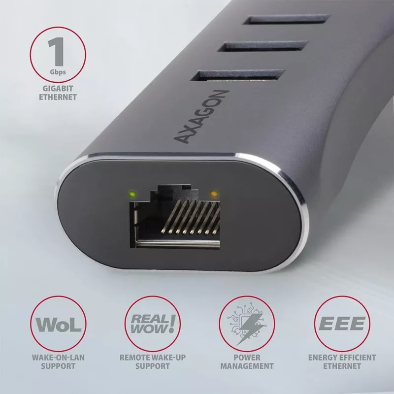 AXAGON HMA-GL3AP Hub multipuerto USB 3.0 Type-A Gbit LAN 3x USB-A