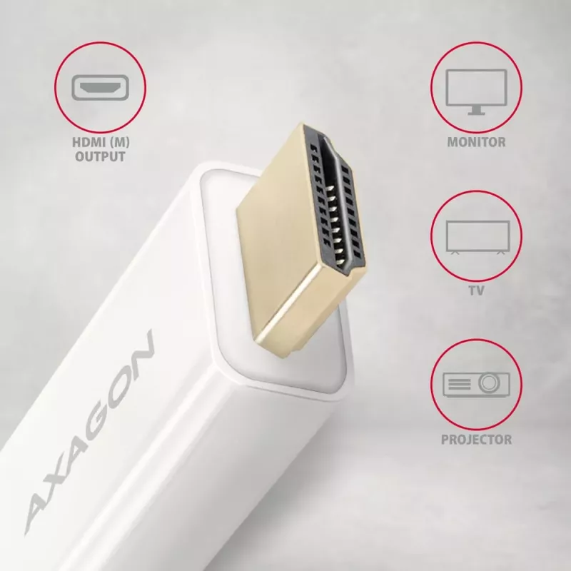 AXAGON Cable adaptador Mini DisplayPort a HDMI 4K/30 Hz 1,8 m Blanco
