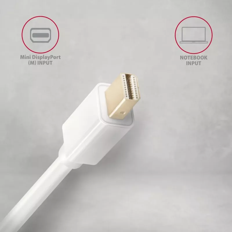 AXAGON Cable adaptador Mini DisplayPort a HDMI 4K/30 Hz 1,8 m Blanco