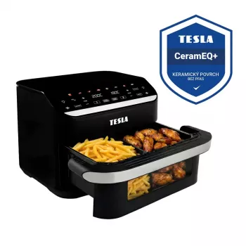 TESLA Aircook DualHeat QD575 XXL Freidora de aire 10 L, negro