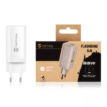 Tactical Adapter FlashBang GaN blanco Cargador USB-C 65W