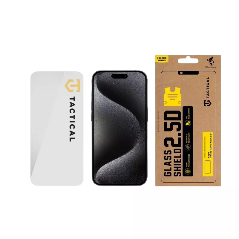 Tactical Glass Shield 2.5D para iPhone 15 Pro Clear