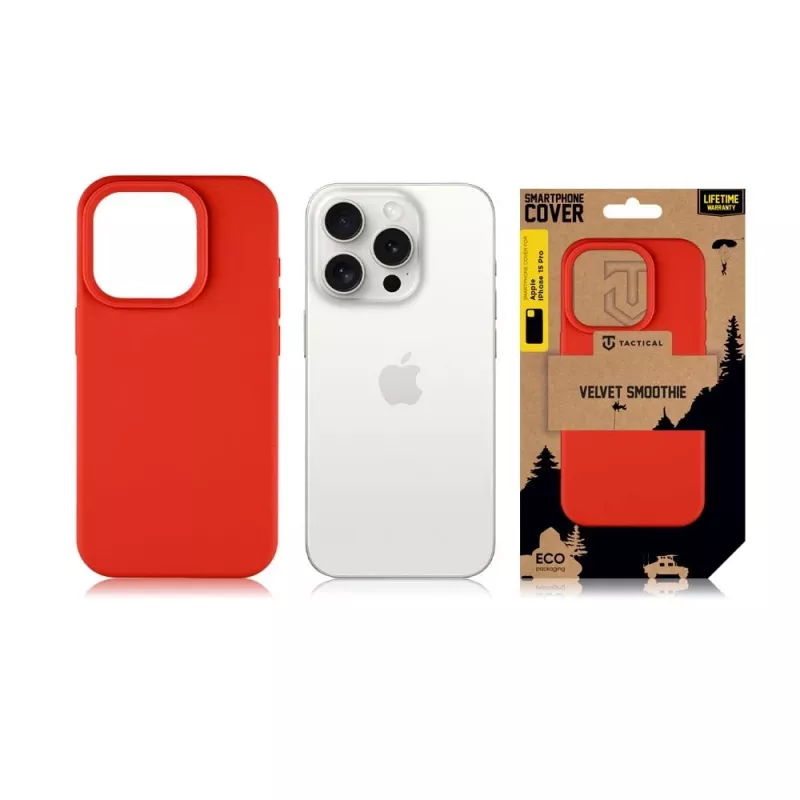 Tactical Funda trasera Velvet Smoothie para iPhone 15 Pro - Rojo chili