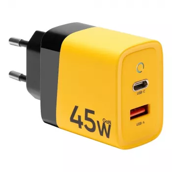 Tactical Microgrid GaN 45W cargador de pared amarillo con USB-C