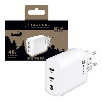 Tactical Base Plug Dual 40W cargador de pared blanco GaN