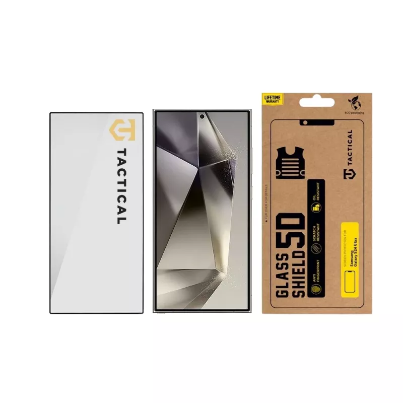 Protector de cristal táctico Glass Shield 5D para Samsung Galaxy S24 Ultra negro