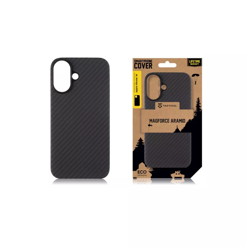 Funda trasera táctica MagForce Aramid para iPhone 16 negra
