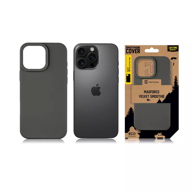 Funda trasera táctica MagForce Velvet Smoothie para iPhone 16 Pro Max - negra