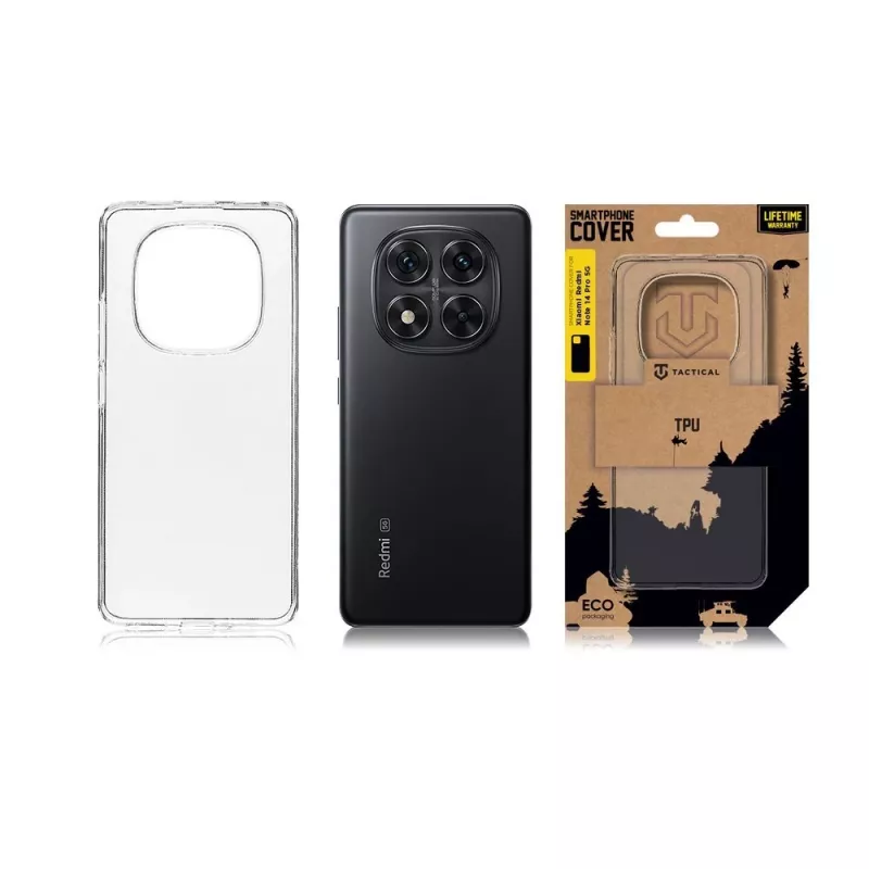 Funda trasera Tactical Back Cover TPU para Xiaomi Redmi Note 14 Pro 5G Transparente