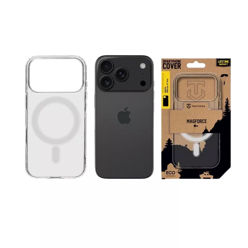 Funda trasera táctica MagForce iPhone 17 Pro transparente
