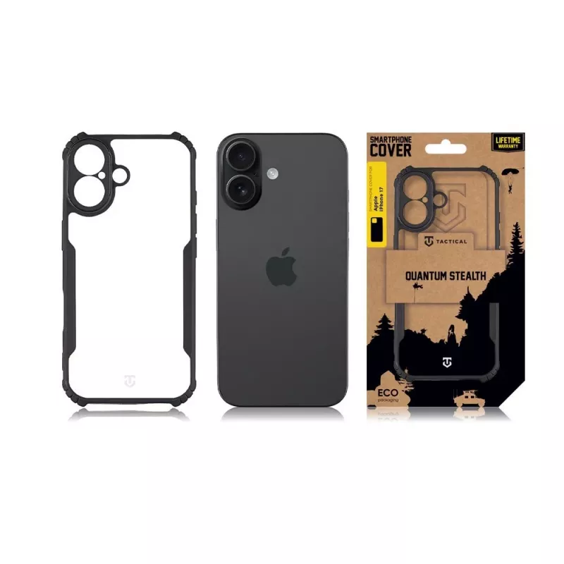Funda trasera táctica Quantum Stealth iPhone 17 transparente/negro
