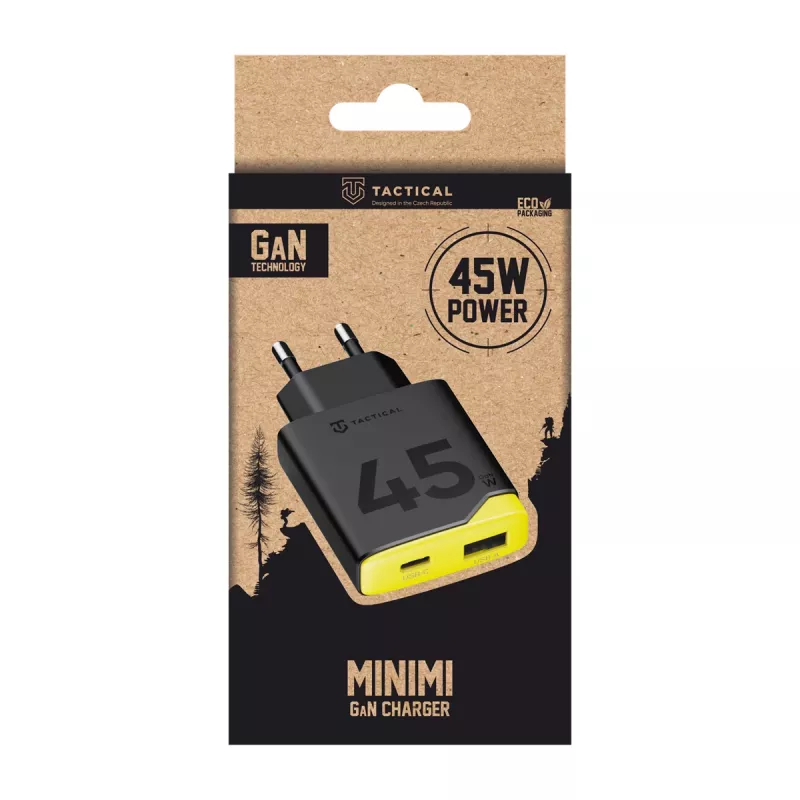 Cargador de pared Tactical Minimi GaN 45W AC USB-C negro