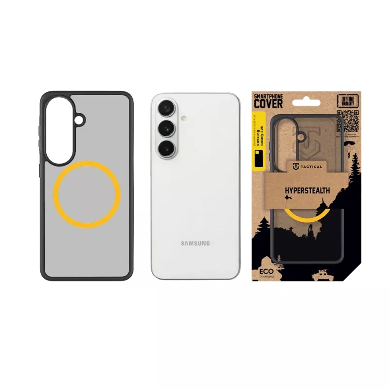 Funda trasera táctica MagForce Hyperstealth 2.0 para Samsung Galaxy S26, negro/amarillo