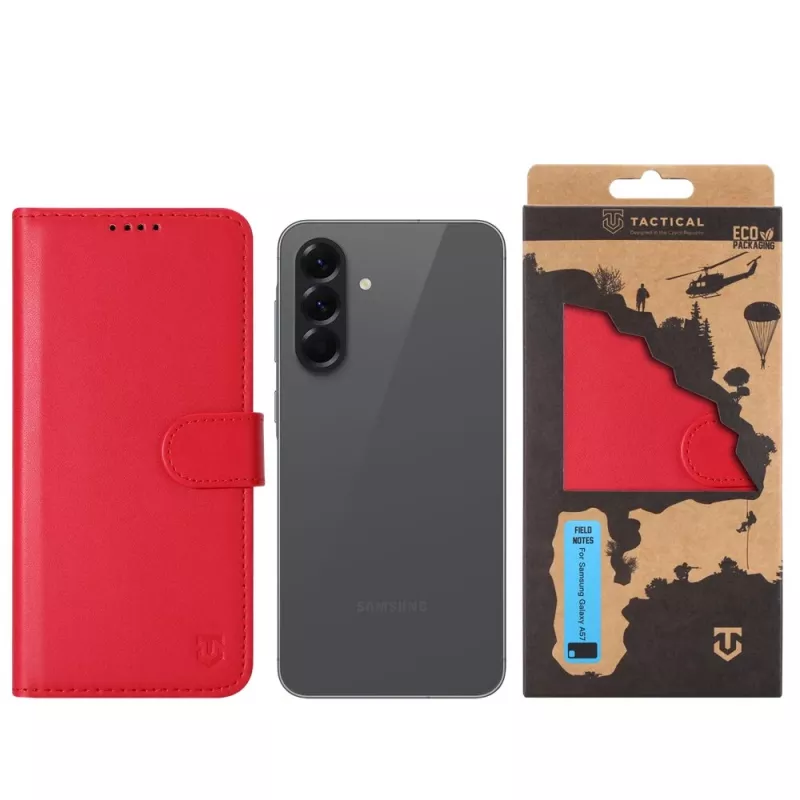 Funda tipo libro táctica Field Notes Galaxy A57 rojo