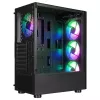 Caja de PC semitorre Rampage SHIVA con ventana lateral de cristal templado y 4 ventiladores RGB Rainbow de 120mm, negra