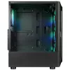 Caja de PC semitorre Rampage SHIVA con ventana lateral de cristal templado y 4 ventiladores RGB Rainbow de 120mm, negra