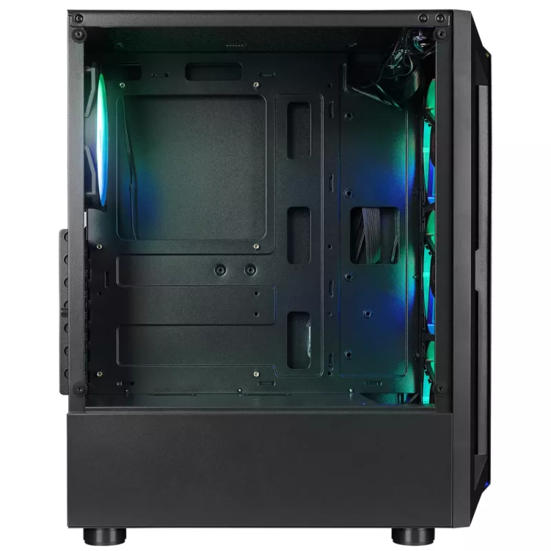 Caja de PC semitorre Rampage SHIVA con ventana lateral de cristal templado y 4 ventiladores RGB Rainbow de 120mm, negra