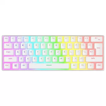 Teclado gaming mecánico Rampage Radiant K11 60%, blanco, Blue Switch, RGB