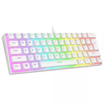 Teclado gaming mecánico Rampage Radiant K11 60%, blanco, Blue Switch, RGB