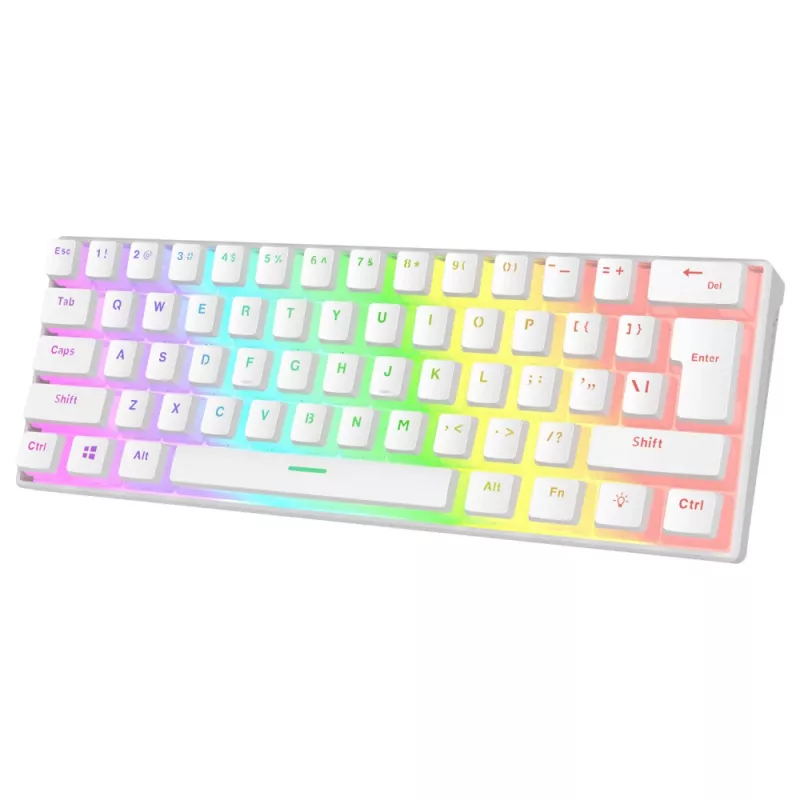 Teclado gaming mecánico Rampage Radiant K11 60%, blanco, Blue Switch, RGB