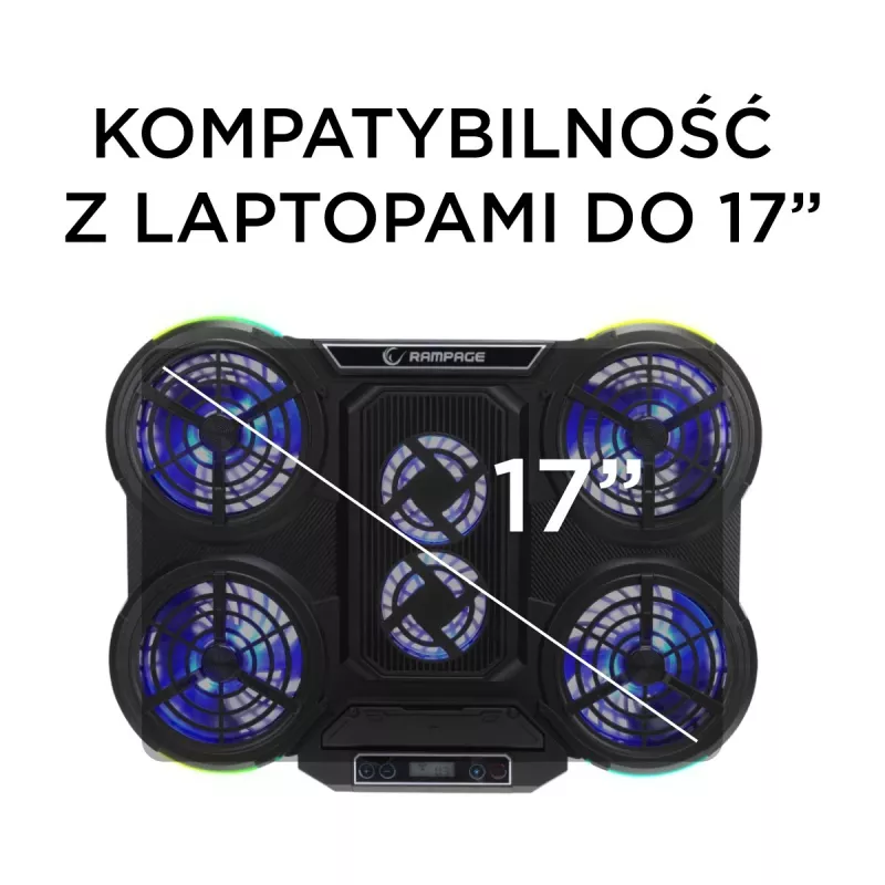 Rampage PROTE R6 Soporte de refrigeración para portátil, 10-17 pulgadas, RGB