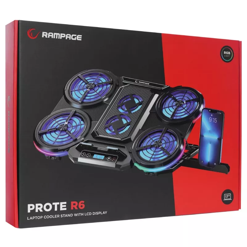 Rampage PROTE R6 Soporte de refrigeración para portátil, 10-17 pulgadas, RGB