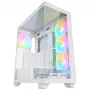 Caja de PC semitorre Rampage Hydra V1, blanca, 4 ventiladores ARGB de 120mm, USB-C/USB-A, hub ARGB, cristal templado
