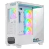 Caja de PC semitorre Rampage Hydra V1, blanca, 4 ventiladores ARGB de 120mm, USB-C/USB-A, hub ARGB, cristal templado