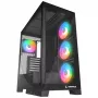 Caja de PC semitorre Rampage Hydra V2 con 4 ventiladores ARGB de 120mm, cristal templado, negra