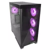 Caja de PC semitorre Rampage Hydra V2 con 4 ventiladores ARGB de 120mm, cristal templado, negra