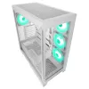Caja de PC semitorre Rampage Hydra V2 blanca con 4 ventiladores ARGB de 120mm y cristal templado