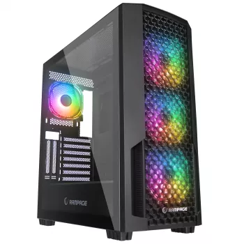 Caja de PC semitorre Rampage Shelob, 4 ventiladores ARGB, cristal templado, negra