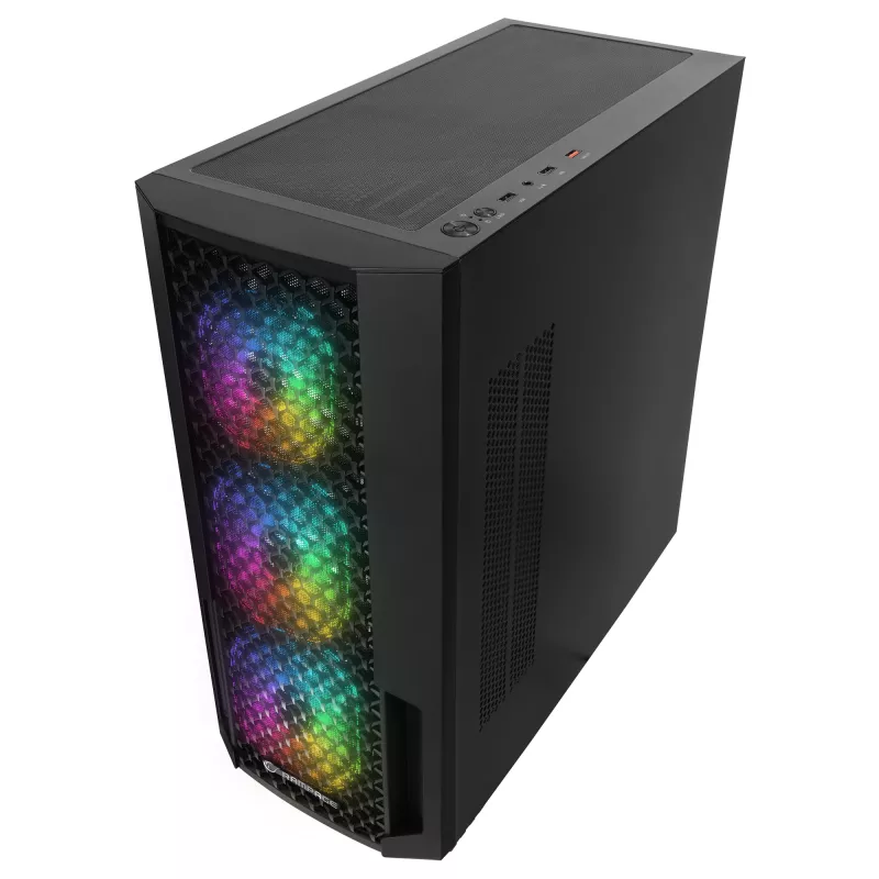 Caja de PC semitorre Rampage Shelob, 4 ventiladores ARGB, cristal templado, negra