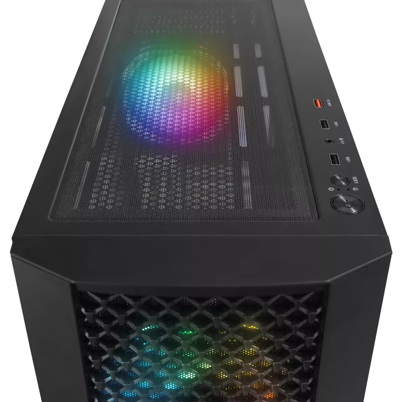 Caja de PC semitorre Rampage Shelob, 4 ventiladores ARGB, cristal templado, negra