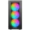 Caja de PC semitorre Rampage PLAID V1 con ventana de cristal templado, 4 ventiladores RGB de 120mm, negra