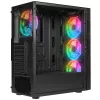 Caja de PC semitorre Rampage PLAID V1 con ventana de cristal templado, 4 ventiladores RGB de 120mm, negra