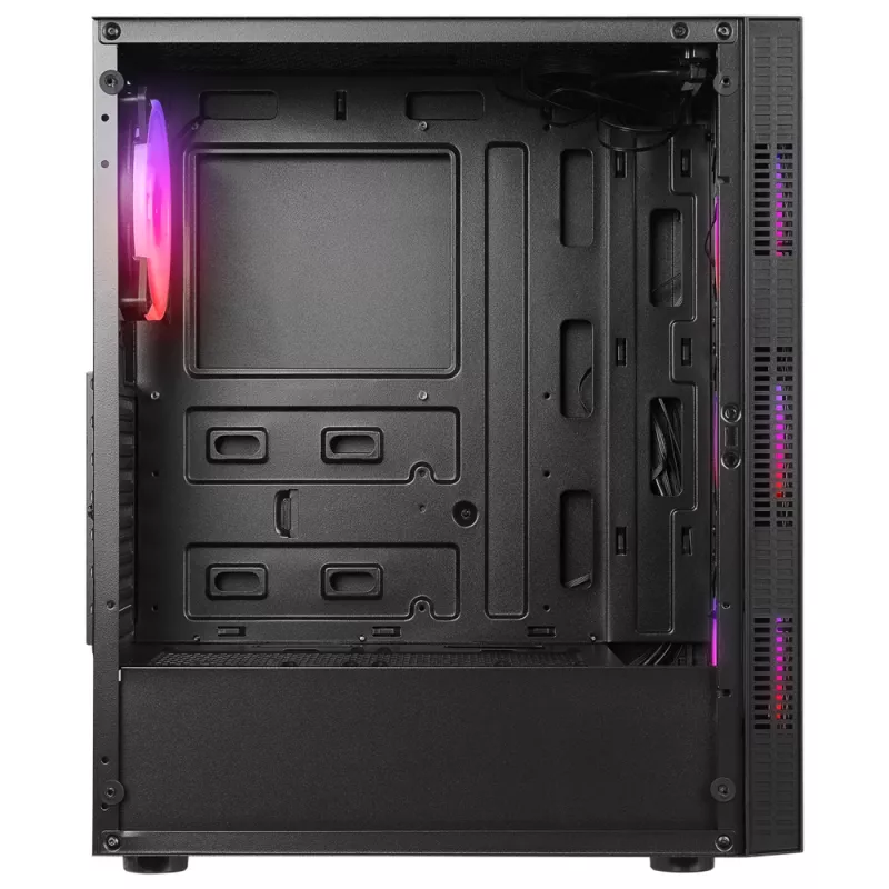Caja de PC semitorre Rampage PLAID V1 con ventana de cristal templado, 4 ventiladores RGB de 120mm, negra