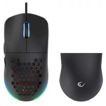 Ratón gaming Rampage BLINK con cable USB, 12800 DPI, RGB, sensor óptico, negro
